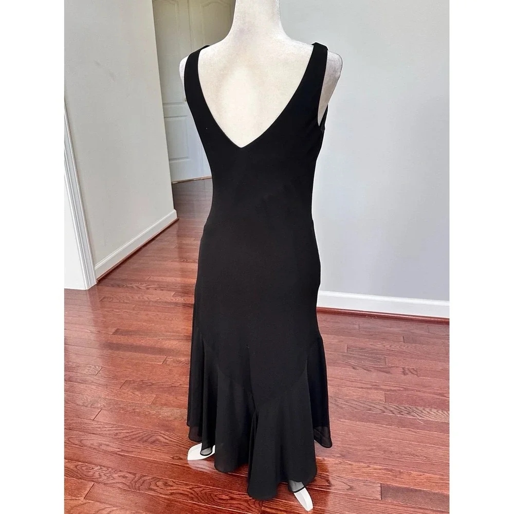 Jones Wear‎ Dress Black Flowey Cowl Neck Feminine Silver Brooch Cocktail Dress